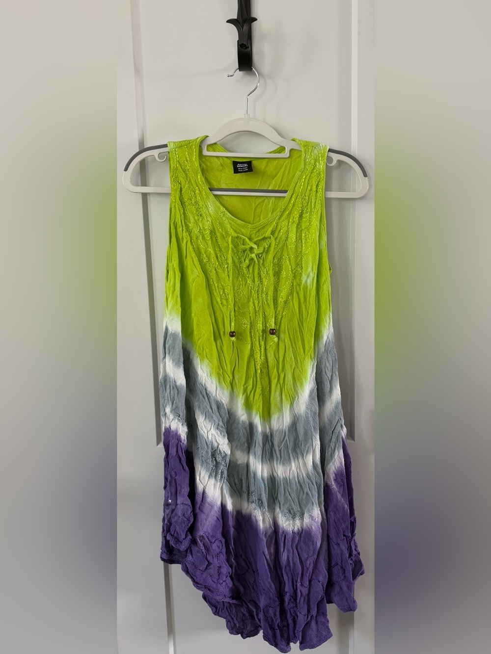 NWT Seven Islands Green and Purple Tie-Dye Flowy Sleeveless Cover-Up/Dress OS